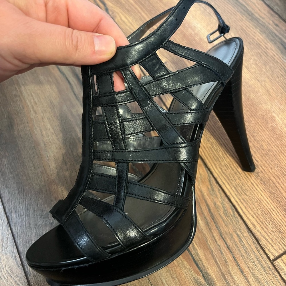 Marc Fisher Mfbongo Black Leather Open Toe Platfo… - image 2